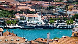 view of duoro river and port lodges