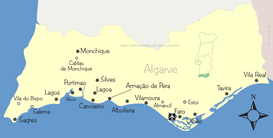 Algarve Cities And Attractions Map Wandering Portugal
